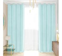 PETTI Artigiani Italiani - Rideaux en Velours à Panneaux pour intérieur avec Anneaux, 2 pièces, 140 x 280 cm, Rideau Velours Chambre à Coucher et Salon occultants isolants et Modernes, Bleu Ciel, 100