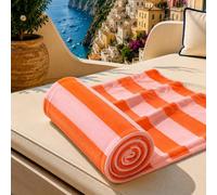 PETTI Artigiani Italiani - Serviette de Plage en Microfibre, Serviette de Plage ou de Piscine, Serviette de Bain de Plage, Grande Taille 90x180 cm, Rayures Roses et Orange