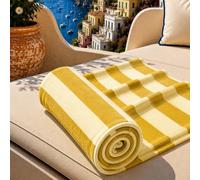 PETTI Artigiani Italiani - Serviette de Plage en Microfibre, Serviette de Plage ou de Piscine, Serviette de Bain de Plage, Grande Taille 90 x 180 cm, Rayures crème Ocre Jaune
