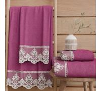 PETTI Artigiani Italiani - Serviettes de Bain en éponge 100% Coton, Ensemble de Serviettes (1+1), Ensemble de 2 pièces : 1 Serviette de Visage et 1 Serviette pour Les Mains, Fuchsia