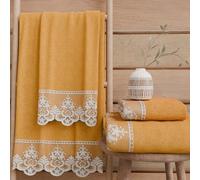 PETTI Artigiani Italiani - Serviettes de Bain en éponge 100% Coton, Ensemble de Serviettes (1+1), Ensemble de 2 pièces : 1 Serviette de Visage et 1 Serviette pour Les Mains, Orange