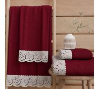 PETTI Artigiani Italiani - Serviettes de Bain en éponge 100% Coton, Ensemble de Serviettes (1+1), Ensemble de 2 pièces : 1 Serviette de Visage et 1 Serviette pour Les Mains, Bordeaux