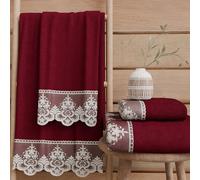 PETTI Artigiani Italiani - Serviettes de Bain en éponge 100% Coton, Ensemble de Serviettes (1+1), Ensemble de 2 pièces : 1 Serviette de Visage et 1 Serviette pour Les Mains, Bordeaux