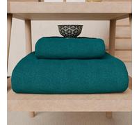 PETTI Artigiani Italiani - Serviettes de Bain en éponge 100% Coton, Ensemble de Serviettes (1+1), Ensemble de 2 pièces : 1 Serviette de Visage et 1 Serviette pour Les Mains, Bleu Sarcelle