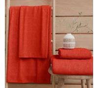 PETTI Artigiani Italiani - Serviettes de Bain en éponge 100% Coton, Ensemble de Serviettes (1+1), Ensemble de 2 pièces : 1 Serviette de Visage et 1 Serviette pour Les Mains, Rouge