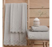 PETTI Artigiani Italiani - Serviettes de Bain en éponge 100% Coton, Ensemble de Serviettes (1+1), Ensemble de 2 pièces : 1 Serviette de Visage et 1 Serviette pour Les Mains, Gris Clair