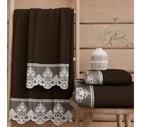 PETTI Artigiani Italiani - Serviettes de Bain en éponge 100% Coton, Ensemble de Serviettes (1+1), Ensemble de 2 pièces : 1 Serviette de Visage et 1 Serviette pour Les Mains, Marron