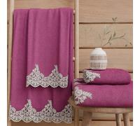 PETTI Artigiani Italiani - Serviettes de Bain en éponge 100% Coton, Ensemble de Serviettes (1+1), Ensemble de 2 pièces : 1 Serviette de Visage et 1 Serviette pour Les Mains, Fuchsia