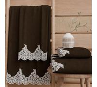 PETTI Artigiani Italiani - Serviettes de Bain en éponge 100% Coton, Ensemble de Serviettes (1+1), Ensemble de 2 pièces : 1 Serviette de Visage et 1 Serviette pour Les Mains, Marron