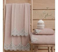 PETTI Artigiani Italiani - Serviettes de Bain en éponge 100% Coton, Ensemble de Serviettes (1+1), Ensemble de 2 pièces : 1 Serviette de Visage et 1 Serviette pour Les Mains, Rose poudré