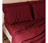 PETTI Artigiani Italiani - Set de Draps de Lit 100% Coton Set de 3 Pieces 1pz Drap Housse, 1pz Drap Plat, 2 Taies d’Oreiller, 100% Made in Italy, Bordeaux