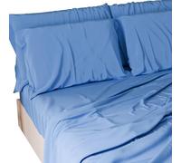 PETTI Artigiani Italiani - Set de Draps de Lit 100% Coton Set de 3 Pieces 1pz Drap Housse, 1pz Drap Plat, 1 Taies d’Oreiller, 100% Made in Italy, Bleu Clair