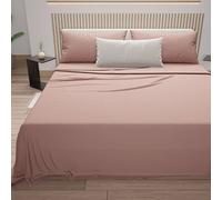 PETTI Artigiani Italiani - Set de Draps de Lit 100% Coton Set de 3 Pieces 1pz Drap Housse, 1pz Drap Plat, 1 Taies d’Oreiller, 100% Made in Italy, Rose Poudré