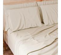 PETTI Artigiani Italiani - Set de Draps de Lit 100% Coton Set de 3 Pieces 1pz Drap Housse, 1pz Drap Plat, 2 Taies d’Oreiller, 100% Made in Italy, Crème Clair