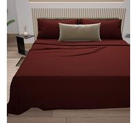 PETTI Artigiani Italiani - Set de Draps de Lit 100% Coton Set de 3 Pieces 1pz Drap Housse, 1pz Drap Plat, 1 Taies d’Oreiller, 100% Made in Italy, Bordeaux