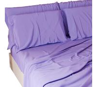 PETTI Artigiani Italiani - Set de Draps de Lit 100% Coton Set de 3 Pieces 1pz Drap Housse, 1pz Drap Plat, 2 Taies d’Oreiller, 100% Made in Italy, Lilas