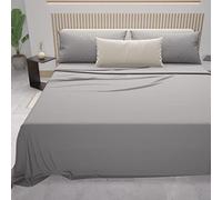 PETTI Artigiani Italiani - Set de Draps de Lit 100% Coton Set de 3 Pieces 1pz Drap Housse, 1pz Drap Plat, 2 Taies d’Oreiller, 100% Made in Italy, Gris Perle