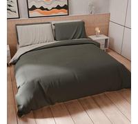 PETTI Artigiani Italiani - Set Housse de Couette 200x200 cm (1 Taie d'oreiller 50x80 cm Incluse), Parure de Lit Microfibre 1/2 Personnes Douce Gris Clair Foncé