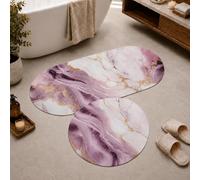 PETTI Artigiani Italiani Tapis de Bain Quarz Violet 50 x 100 cm - Tapis de Salle de Bain Ovale Antidérapant Lavable en Machine, Microfibre Absorbante Impression Numérique, Fabriqué en Italie