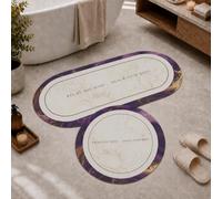 PETTI Artigiani Italiani Tapis de Bain Stone Violet 50 x 80 cm - Tapis de Salle de Bain Ovale Antidérapant Lavable en Machine, Microfibre Absorbante Impression Numérique, Fabriqué en Italie