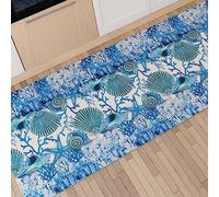 PETTI Artigiani Italiani - Tapis de Cuisine Antidérapant et Lavable 52x180 cm, Tapis Runner pour Couloir, Motif Corail Bleu, 100% Fabriqué en Italie