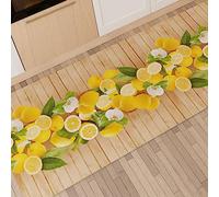 PETTI Artigiani Italiani - Tapis de Cuisine Antidérapant et Lavable 52x180 cm, Tapis Runner pour Couloir, Motif Citron, 100% Fabriqué en Italie