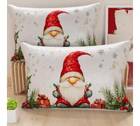 Petti Artisans Italiens - Paire de Housses de Coussin en Microfibre 30x50 cm, Coussins Décoratifs de Noël pour Chambre, Canapé, Salon, Lot de 2 Housses de Coussin, Taie d'oreiller GNOME 01