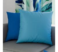 Petti Artisans Italiens - Paire de Housses de Coussin en Microfibre 35x35 cm, Canapé, Lot de 2 Housses de Coussin, Taie d'oreiller Double Face Bleu et Bleu Clair