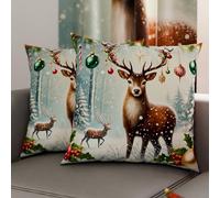 Petti Artisans Italiens - Paire de Housses de Coussin en Microfibre 40x40 cm, Coussins Décoratifs de Noël pour Chambre, Canapé, Salon, Lot de 2 Housses de Coussin, Taie d'oreiller de Noël 4