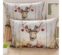 Petti Artisans Italiens - Paire de Housses de Coussin en Microfibre 40x70 cm, Coussins Décoratifs de Noël pour Chambre, Canapé, Salon, Lot de 2 Housses de Coussin, Taie d'oreiller Renne