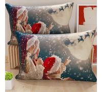 Petti Artisans Italiens - Paire de Housses de Coussin en Microfibre 50x70 cm, Coussins de Décoration de Noël pour Chambre, Canapé, Salon, Lot de 2 Housses de Coussin, Taie d'oreiller de Noël 20