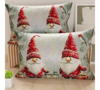 Petti Artisans Italiens - Paire de Housses de Coussin en Microfibre 50x70 cm, Coussins Décoratifs de Noël pour Chambre, Canapé, Salon, Lot de 2 Housses de Coussin, Housse de Coussin GNOME 02