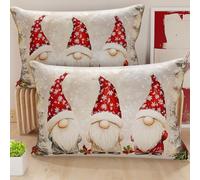 Petti Artisans Italiens - Paire de Housses de Coussin en Microfibre 50x80 cm, Coussins Décoratifs de Noël pour Chambre, Canapé, Salon, Lot de 2 Housses de Coussin, Housse de Coussin GNOME 03