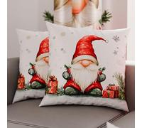 Petti Artisans Italiens - Paire de Housses de Coussin en Microfibre 60x60 cm, Coussins Décoratifs de Noël pour Chambre, Canapé, Salon, Lot de 2 Housses de Coussin, Taie d'oreiller GNOME 01