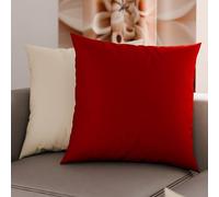 Petti Artisans Italiens - Paire de Housses de Coussin en Microfibre 65x65 cm, Canapé, Lot de 2 Housses de Coussin, Taie d'oreiller Double Face Crème et Bordeaux