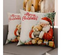 Petti Artisans Italiens - Paire de Housses de Coussin en Microfibre 65x65 cm, Coussins Décoratifs de Noël pour Chambre, Canapé, Salon, Lot de 2 Housses de Coussin, Taie d'oreiller de Noël 12