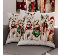 Petti Artisans Italiens - Paire de Housses de Coussin en Microfibre 65x65 cm, Coussins Décoratifs de Noël pour Chambre, Canapé, Salon, Lot de 2 Housses de Coussin, Taie d'oreiller de Noël 9