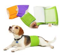 PETTING IS CARING Wraps pour Chiens mâles lavables et réutilisables - Matériaux durables lavables en Machine Solution Simple pour l'incontinence des Animaux domestiques - Lot de 3 (New Desing, L)