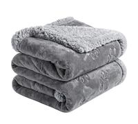 PETTOM Couverture Imperméable Chien en Flanelle et Sherpa, 100 x 70 cm | Deux Faces, Bordures Renforcées, Lavage Doux à 30 °C, Motifs Pattes