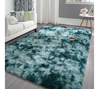 Pettop Tapis pelucheux à poils longs super doux à poils longs pour chambre à coucher, salon, 0,9 x 1,5 m, bleu paon pour filles, enfants et garçons, tapis antidérapant et lavable, pour chambre
