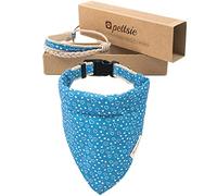 Pettsie Bandana pour Chien avec Collier et Bracelet d'amitié, Tailles réglables S, M et L, Foulard Bandana Amovible, Coffret Cadeau Inclus, pour Les Amoureux des Chiens, S, Bleu Clair