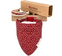 Pettsie Bandana pour Chien avec Collier et Bracelet d'amitié, Tailles réglables S, M et L, Foulard Bandana Amovible, Coffret Cadeau Inclus, pour Les Amoureux des Chiens, S, Rouge