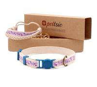 Pettsie Bracelet de sécurité et d’amitié pour Chaton, 100% Coton Durable pour Plus de sécurité, Anneau en D pour Accessoires, réglable de 12,7-20,3 cm, boîte Cadeau Incluse, Violet