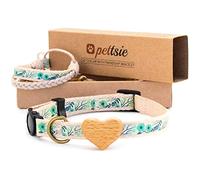 pettsie Collier de sécurité pour Chat avec cœur et Bracelet d'amitié pour Vous, 100% Coton Doux pour Plus de Confort, Solide et Durable, Facile à régler Taille (20,3-28 cm)