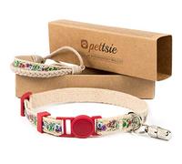 Pettsie Collier pour Chaton avec Collier de sécurité et d'amitié, Tube d'identification Inclus, Durable 100% Coton pour Plus de sécurité, boîte Cadeau Incluse, (19-29 cm, Rouge)