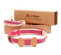 Pettsie Collier pour Chien avec nœud Papillon et Bracelet d'amitié, Tailles réglables XS, S et M, Solide et Durable, Excellent Cadeau pour Les Amoureux des Chiens dans Une boîte Cadeau, S, Rose