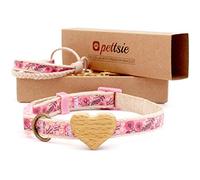 Pettsie Sécurité Collier pour Chat cœur avec Quick Release et Bracelet de l'amitié pour Vous, Naturel et Doux 100% Coton pour Plus de Confort, Solide et Durable (20,3-28 cm)