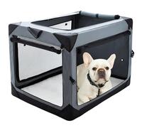 Pettycare Cage pliable pour chien de taille moyenne, niche souple à 4 portes avec fenêtres en maille anti-mastication, cage de voyage intérieure et extérieure, cage latérale souple pour chien