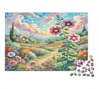 Pétunia Papier épais Cosmos Roses dans Une Prairie campagnarde Vibrant Lot de Puzzles Anti-Ennui Cadeau Puzzle 70x50cm/1000 pièces