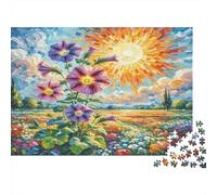 Pétunia Papier Robust Champ de gloires du Matin avec Soleil et Nuages Puzzle Stimulant mentalement Anti-Stress 52x38cm/1000 pièces